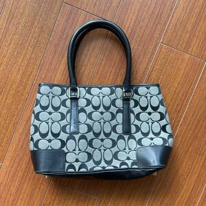 Vintage Black Leather Coach Handbag